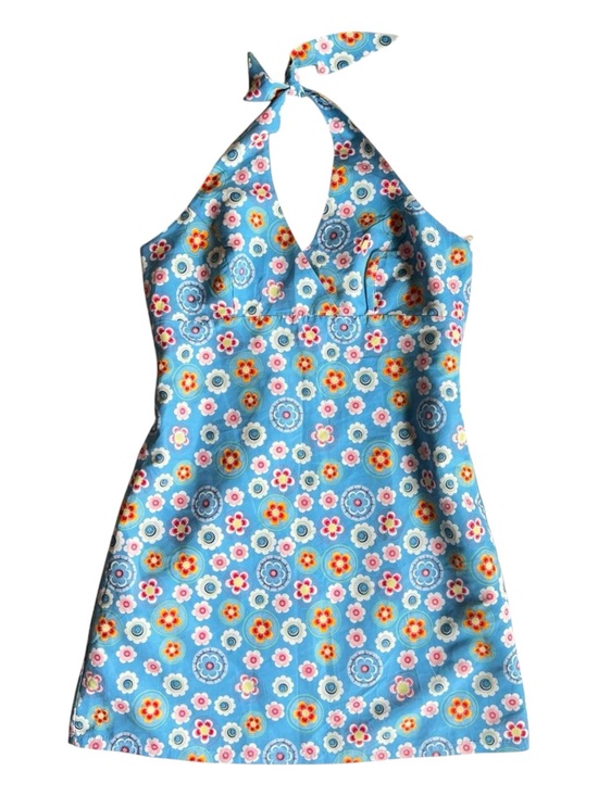 Mossimo Supply Co. Dresses & Skirts - Reversible Y2K Mossimo Blue Floral/Striped Halter Dress